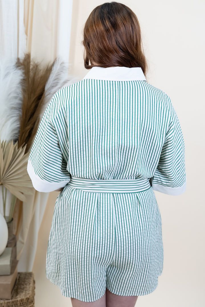 "Tied & True" Romper (Kelly Green)