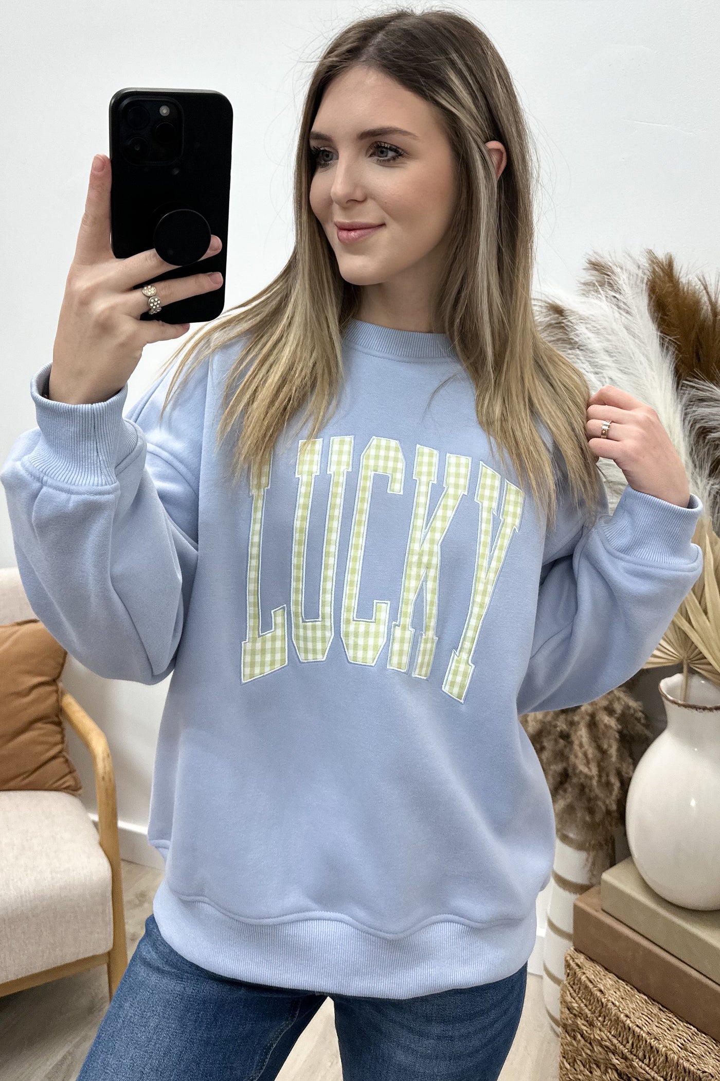 "Feeling Lucky" Sweatshirt (Light Blue)