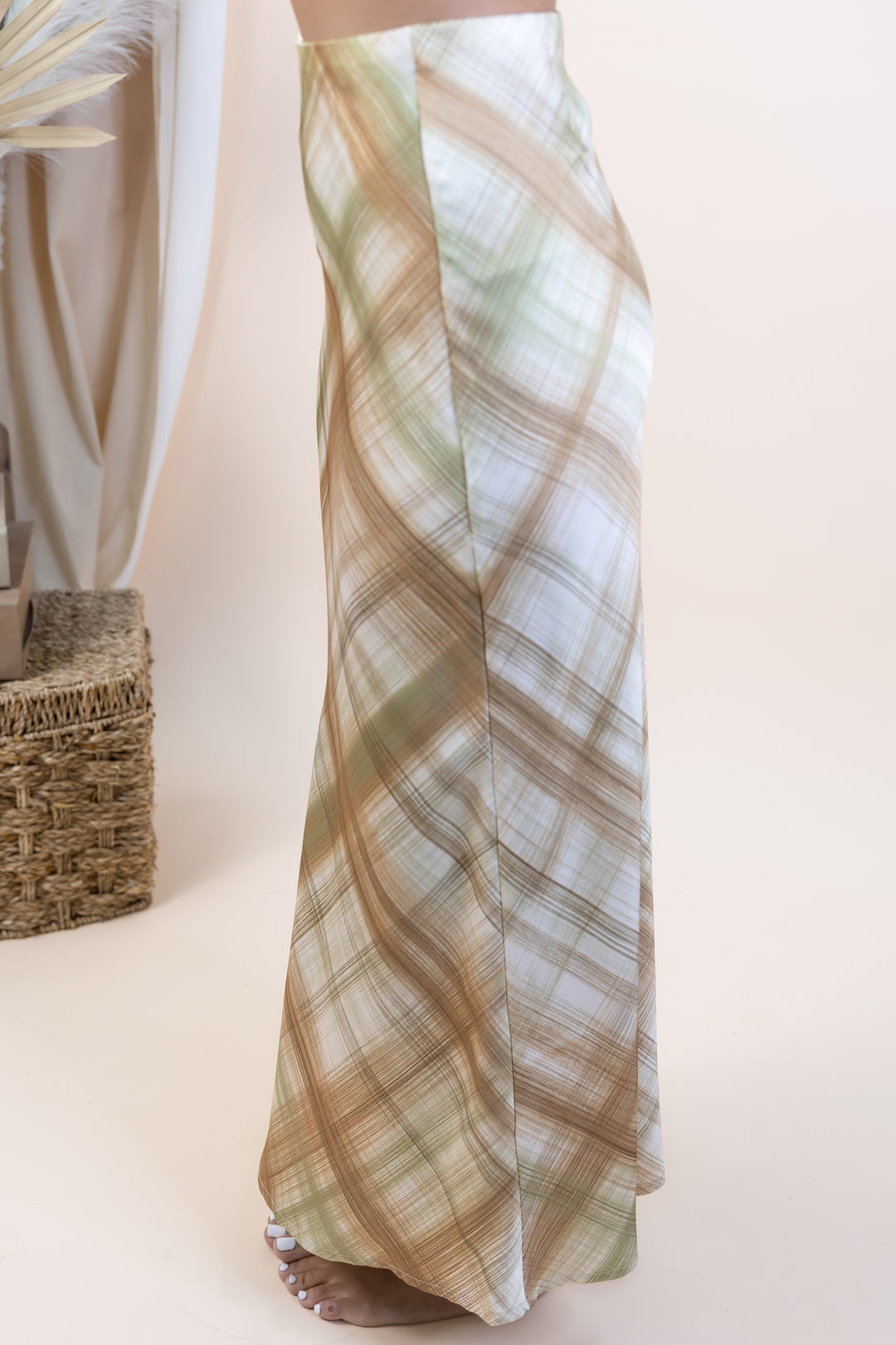 "Simply Satin" Maxi Skirt (Olive/Taupe)