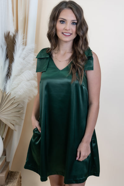 "Graceful Ties" Dress (Hunter Green)