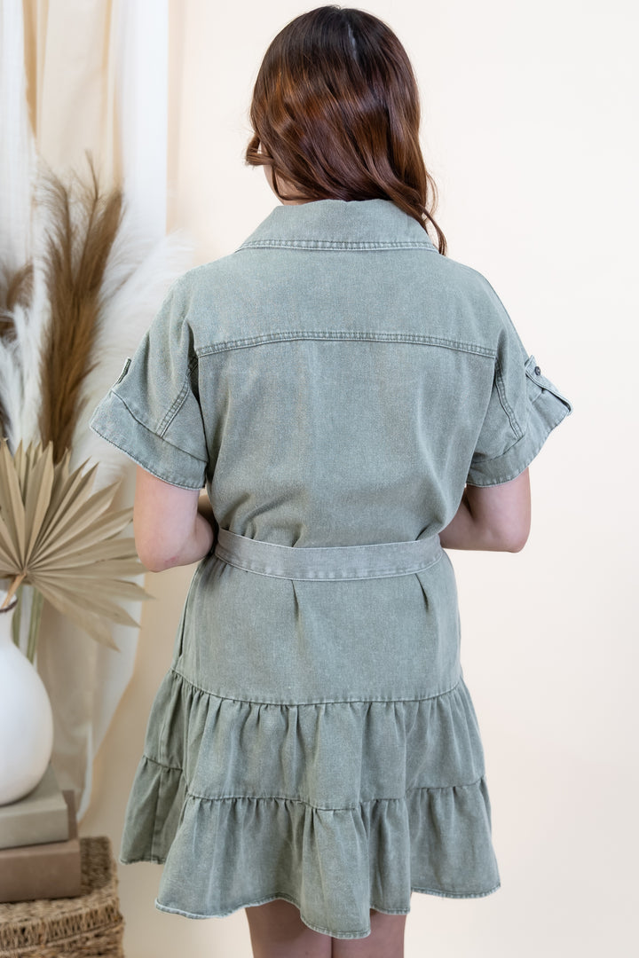 "Southern Charm" Dress (Light Olive)