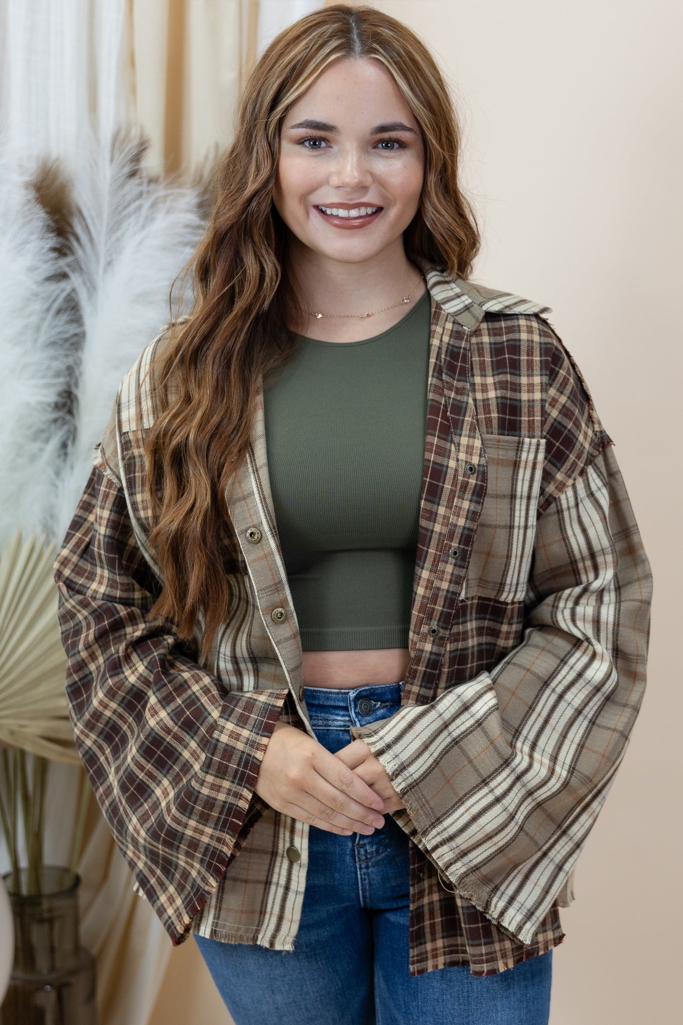 "Everyday Envy" Button Up (Brown Multi)
