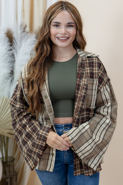 "Everyday Envy" Button Up (Brown Multi)