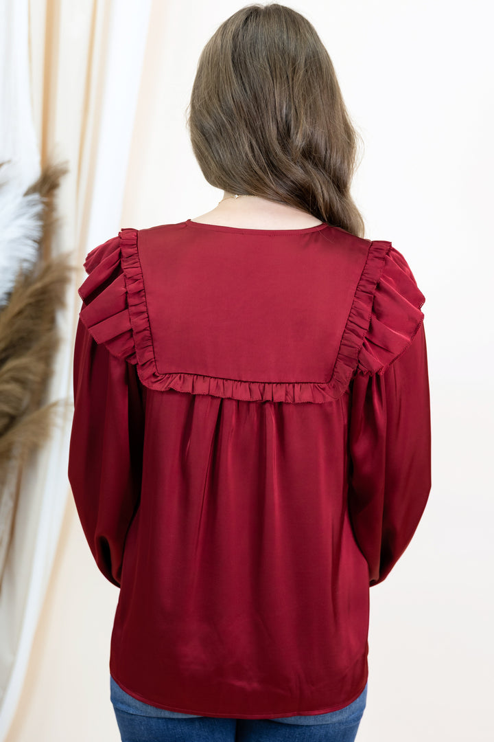 "Clear Choices" Blouse (Burgundy)