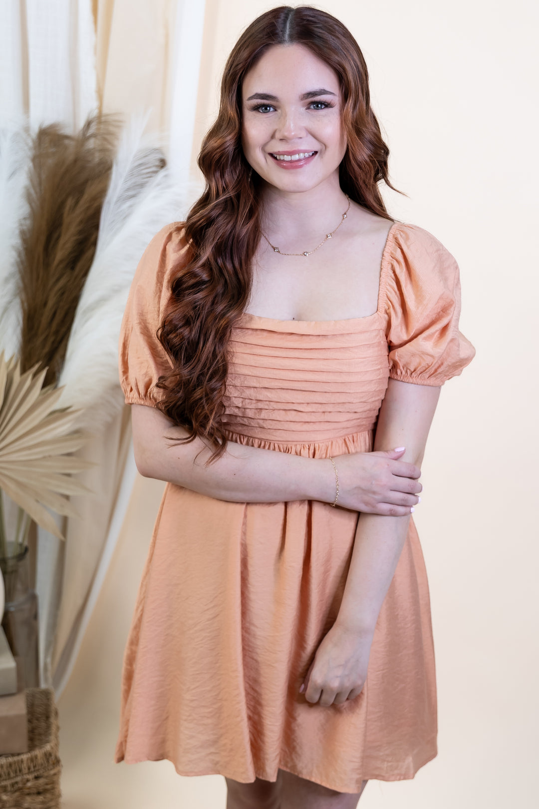 "Glowing With Grace" Dress (Light Apricot)