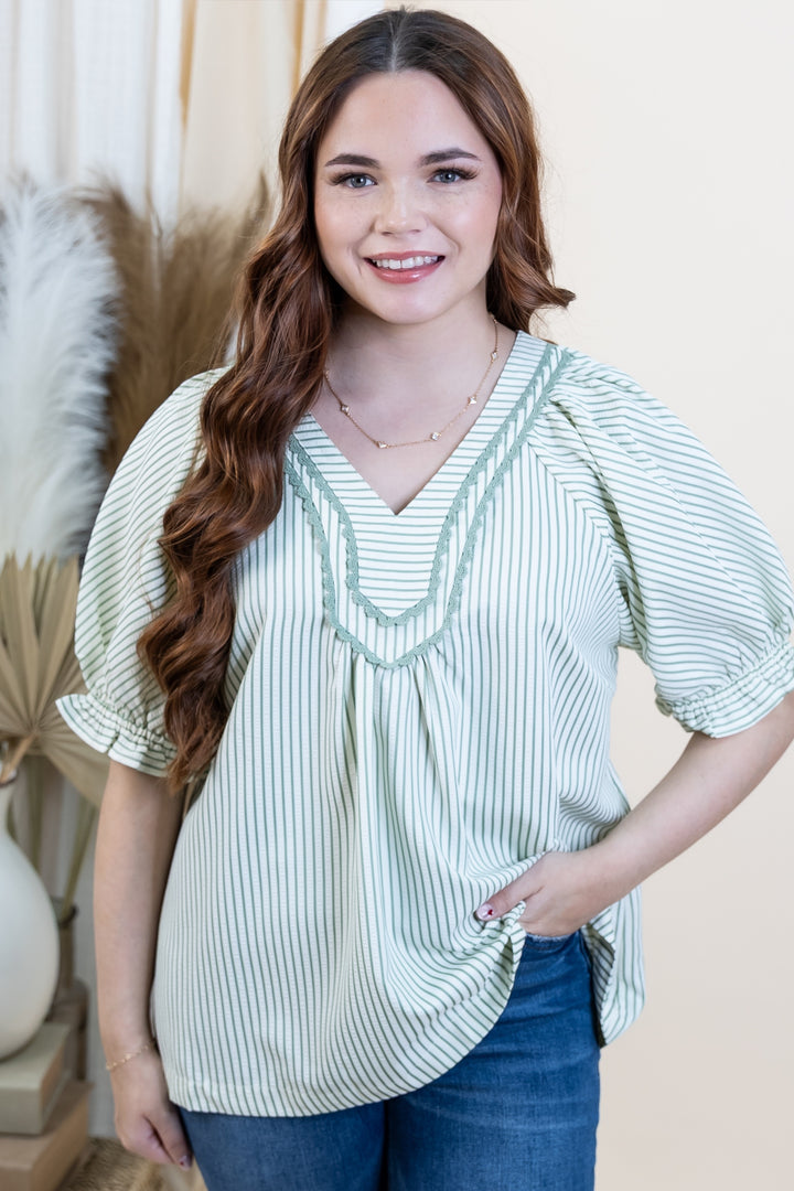 "Polished Simplicity" Blouse (Sage)