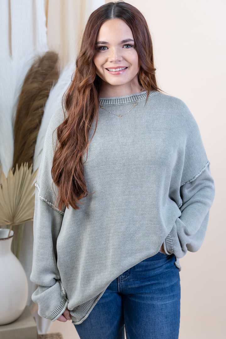 "Quite The Look" Sweater (Light Olive)
