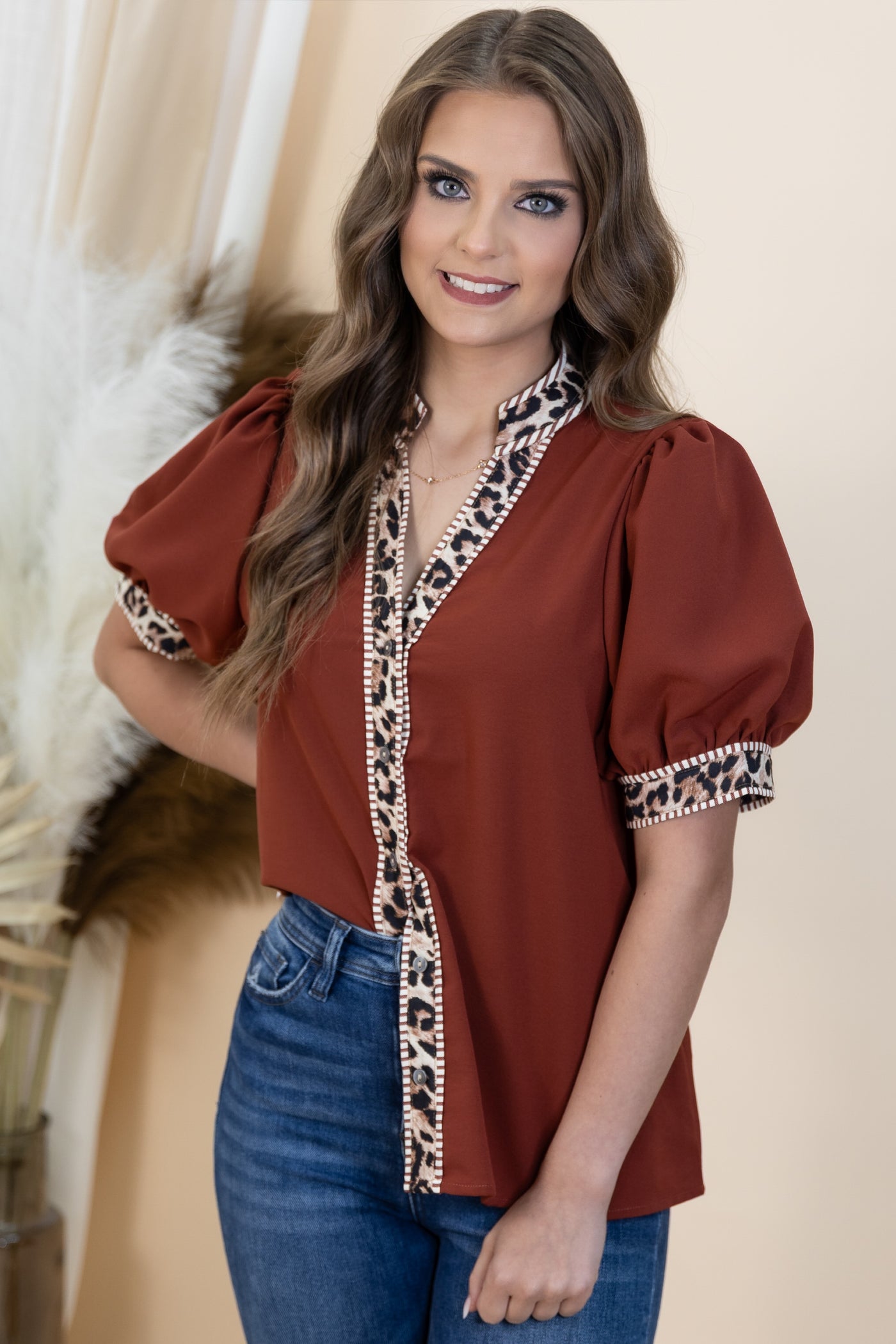 "Stay For Awhile" Blouse (Rust)
