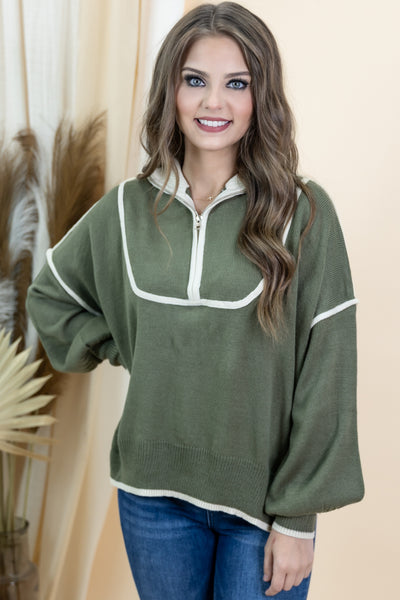 "Good Signs" Sweater (Olive)