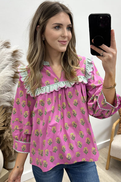 "Wildflower Valley" Blouse (Pink)