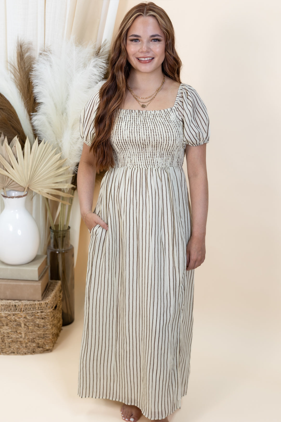 "Now & Then" Dress (Natural/Mocha)