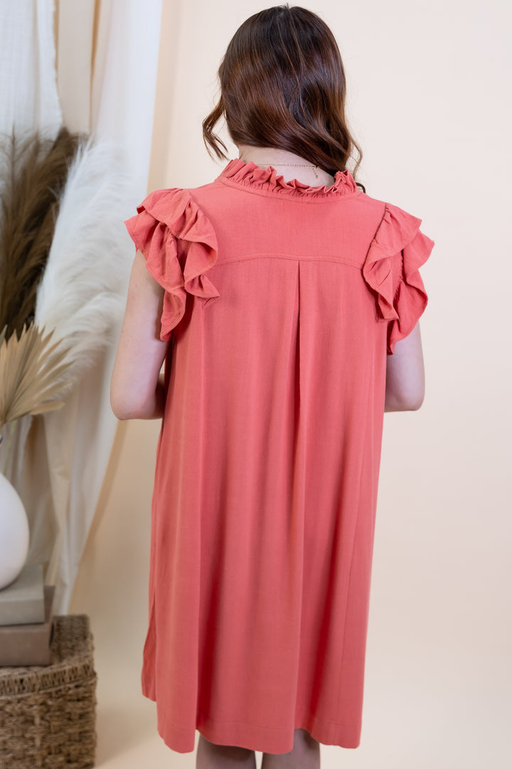 "Flutter & Ease" Dress (Carrot)