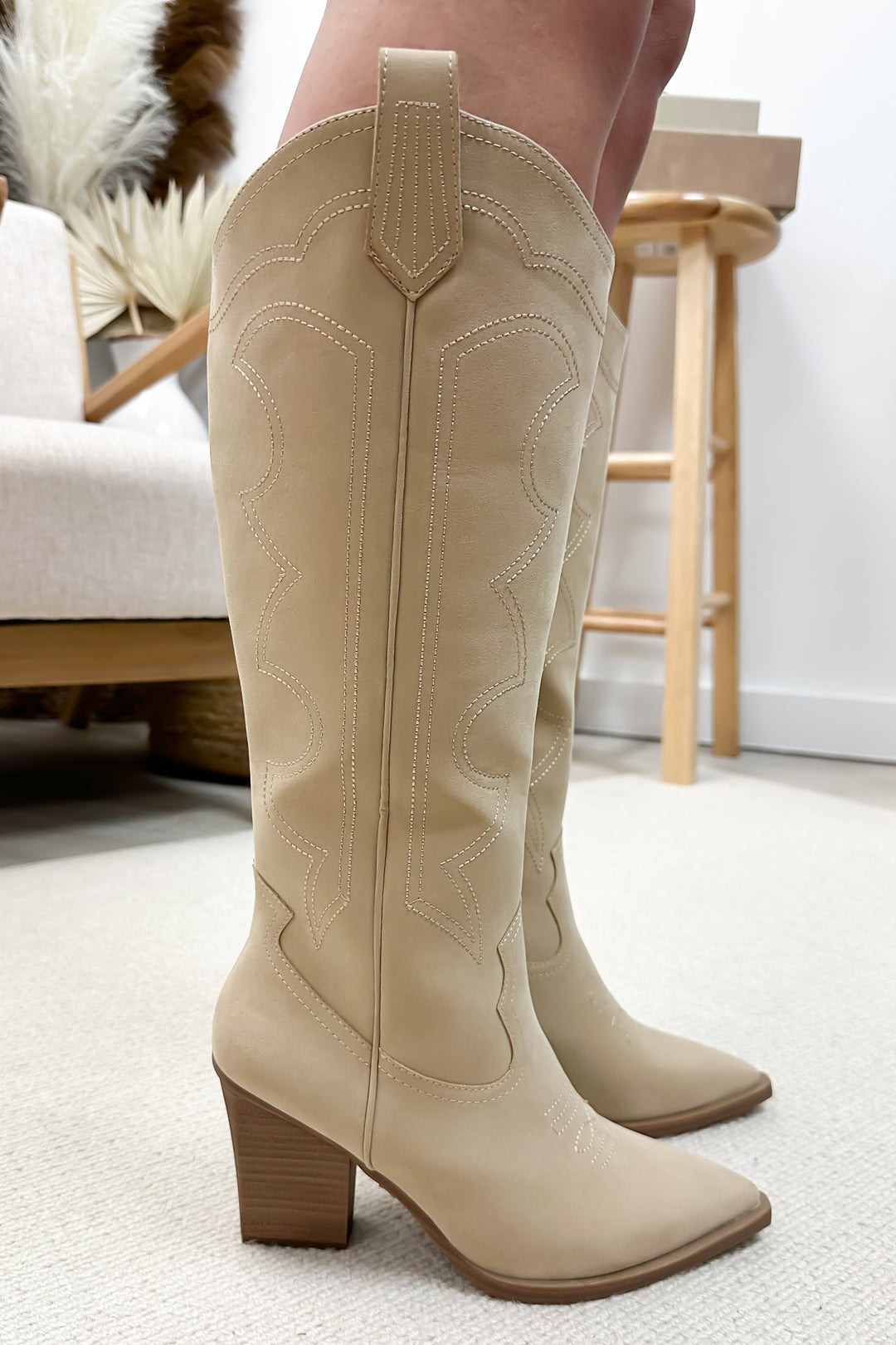 Mia Tex Western Boots (Natural) – Happily Ever Aften