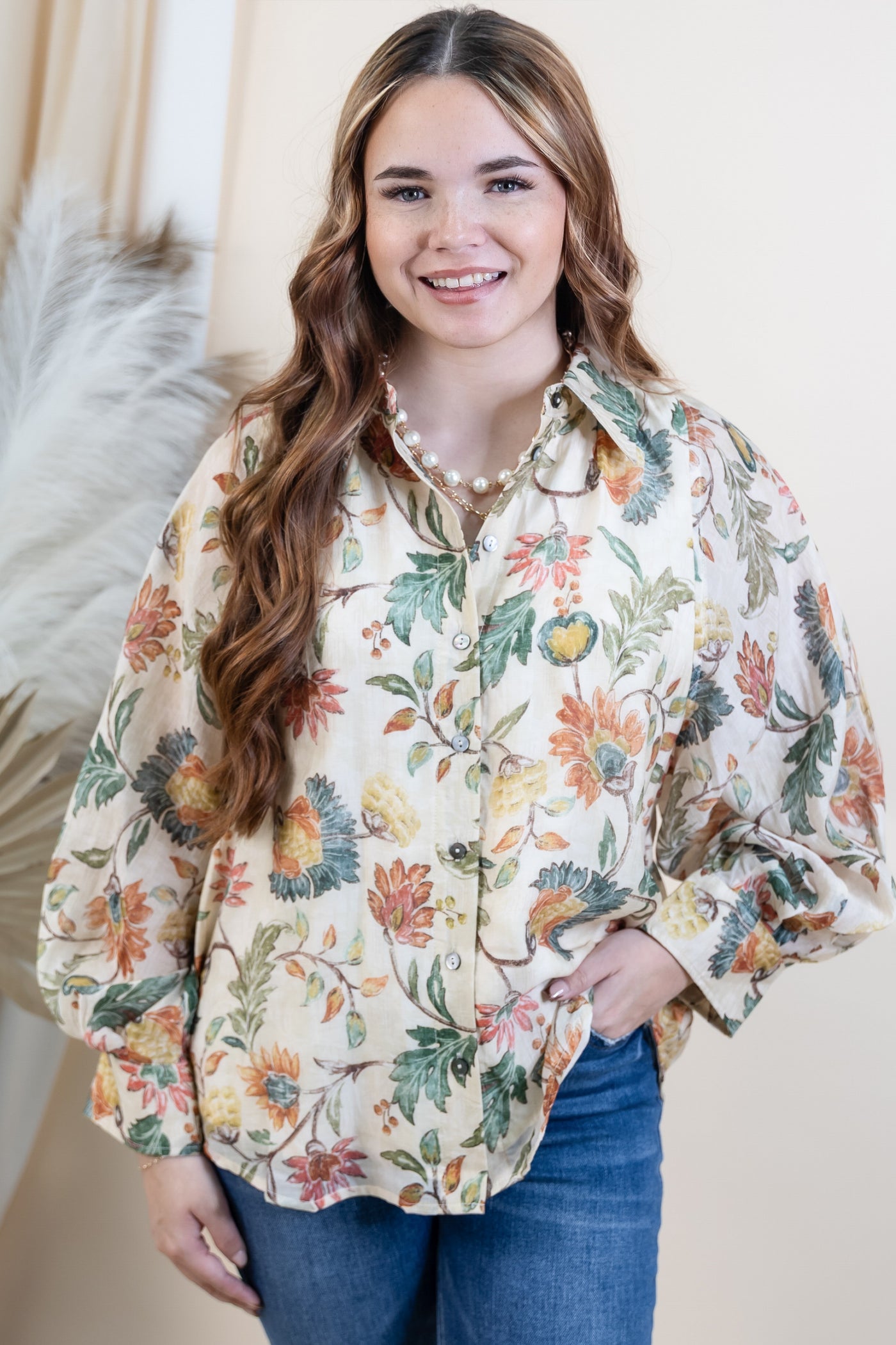 "Polished Perspective" Blouse (Ecru)