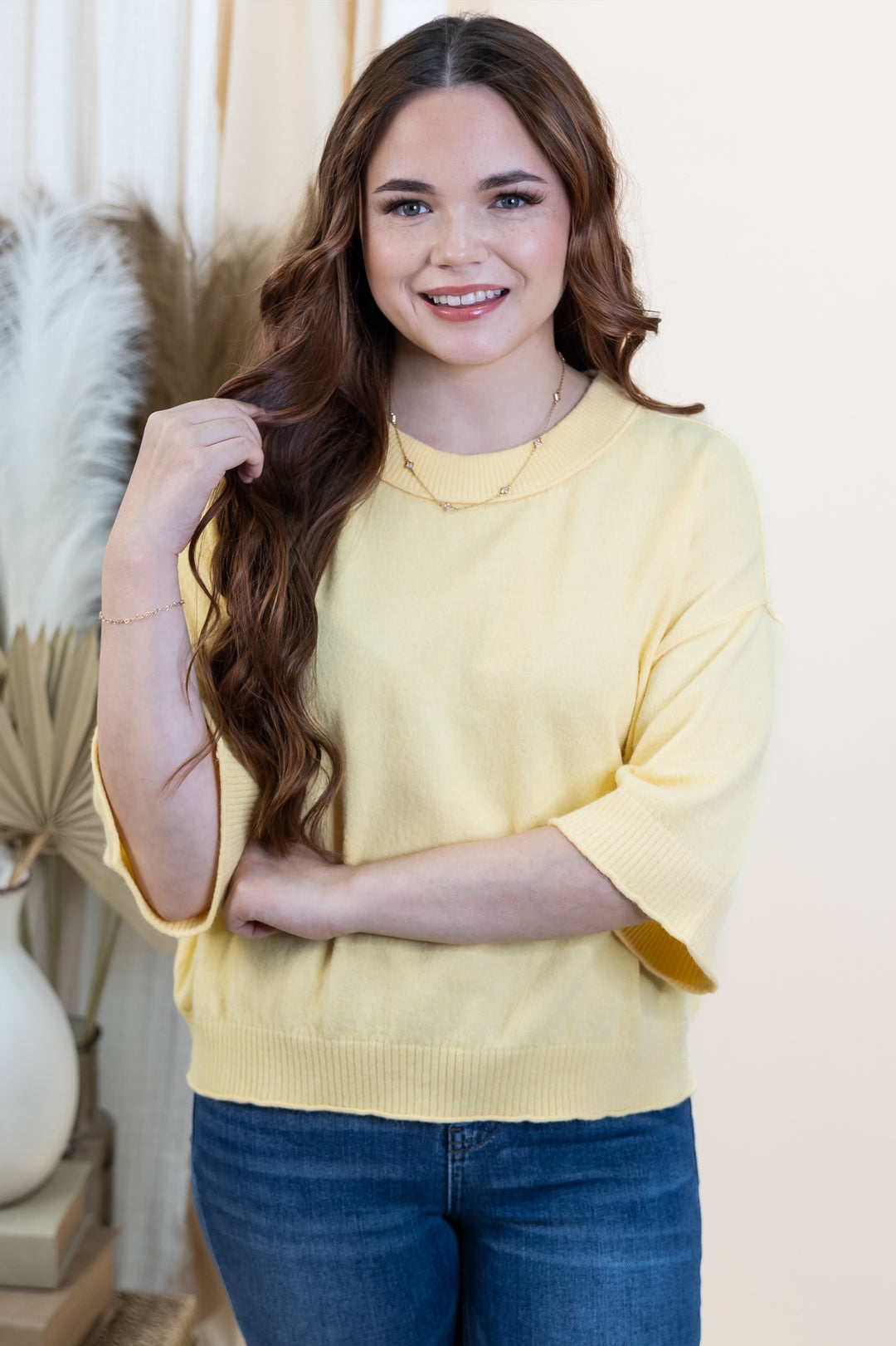 "Simple & Soft" Sweater Top (Yellow)