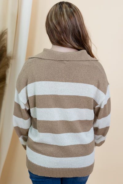 "Looking Up" Sweater (Mocha/Cream)