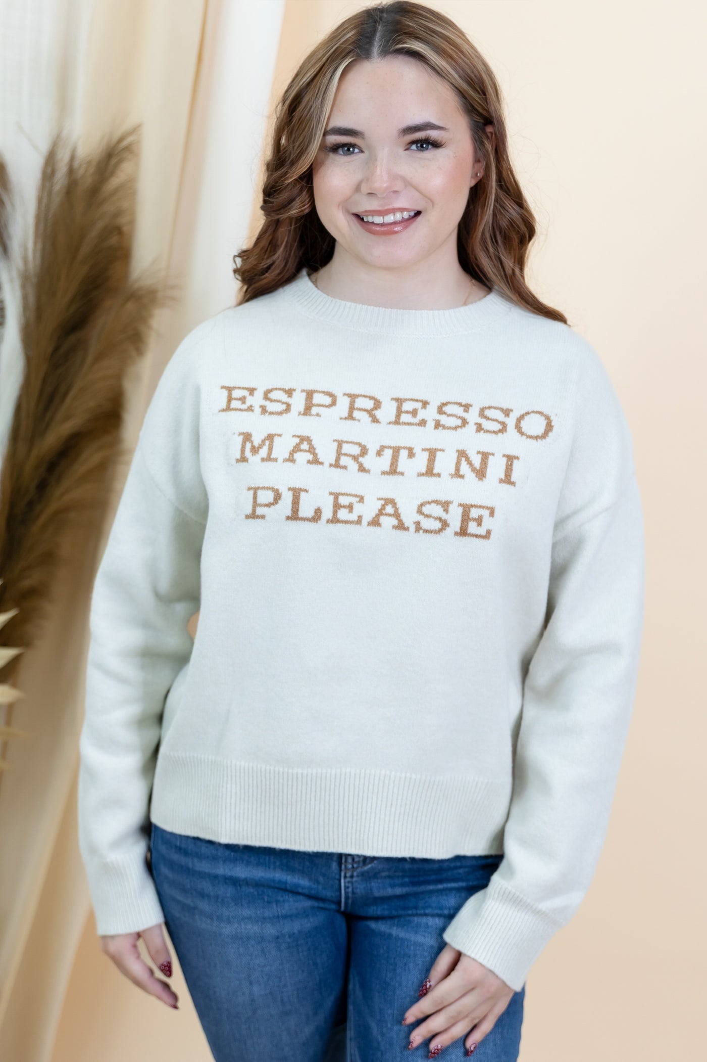 "Martinis Please" Sweater (Cream)
