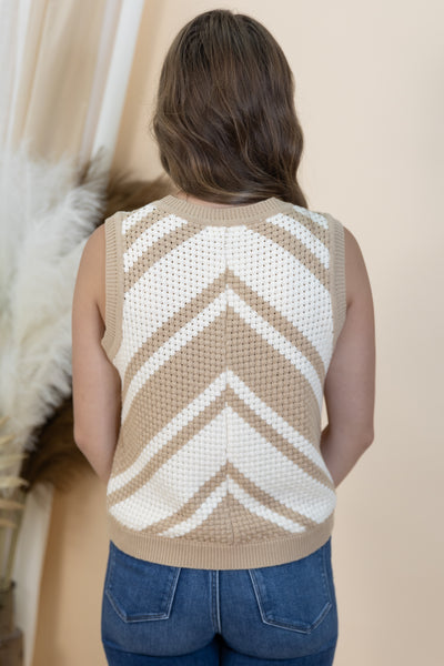 "Story Untold" Sweater Vest (Off White/Taupe)