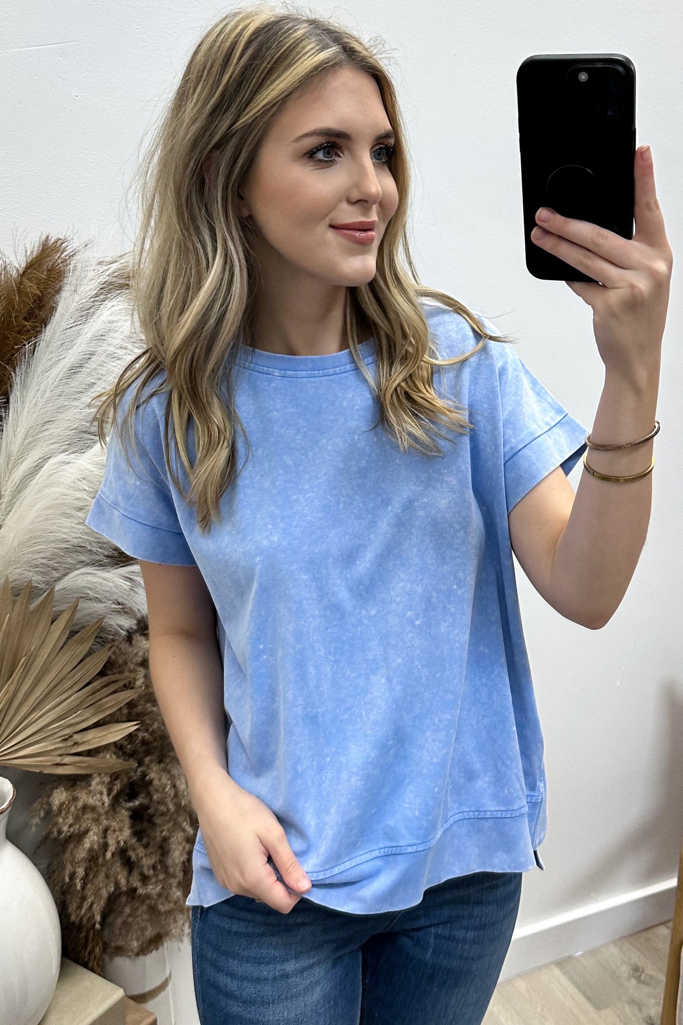 "On The Go" Top (Misty Blue)