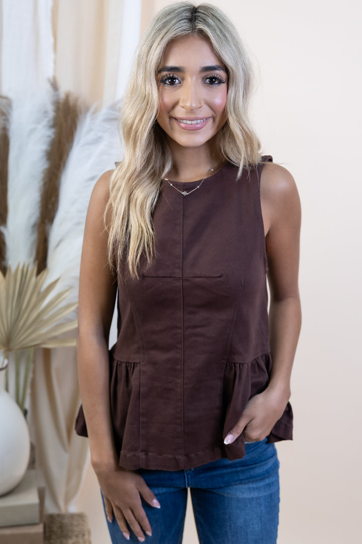 "Simple Statement" Top (Brown)