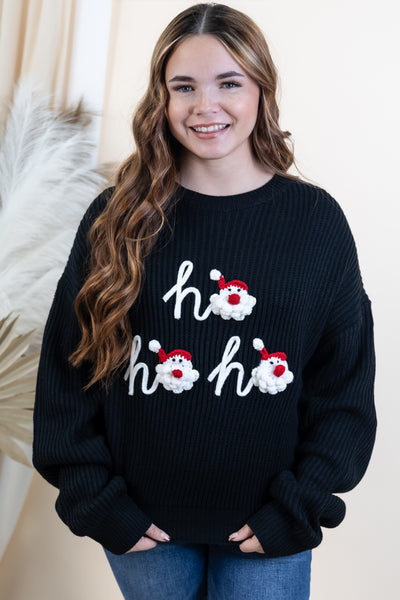 "Ho Ho Hooked" Sweater (Black)