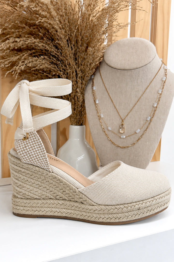 Lauryn Wedges (Beige Linen)