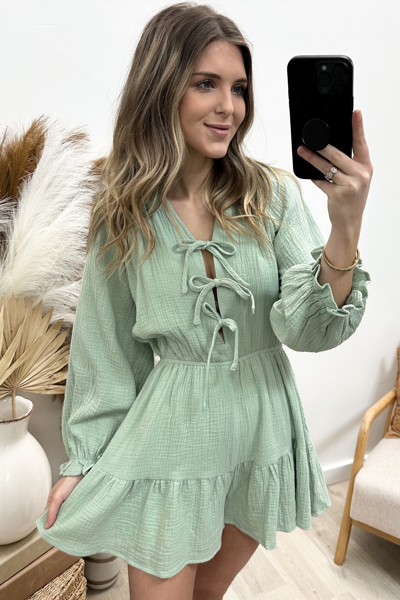 "Make The Call" Romper (Sage)