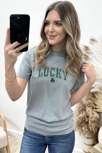 "Lucky" Graphic Tee (Grey)