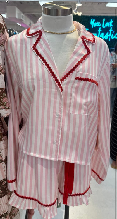 "Merry & Bright" Pajama Set (Pink/Red)