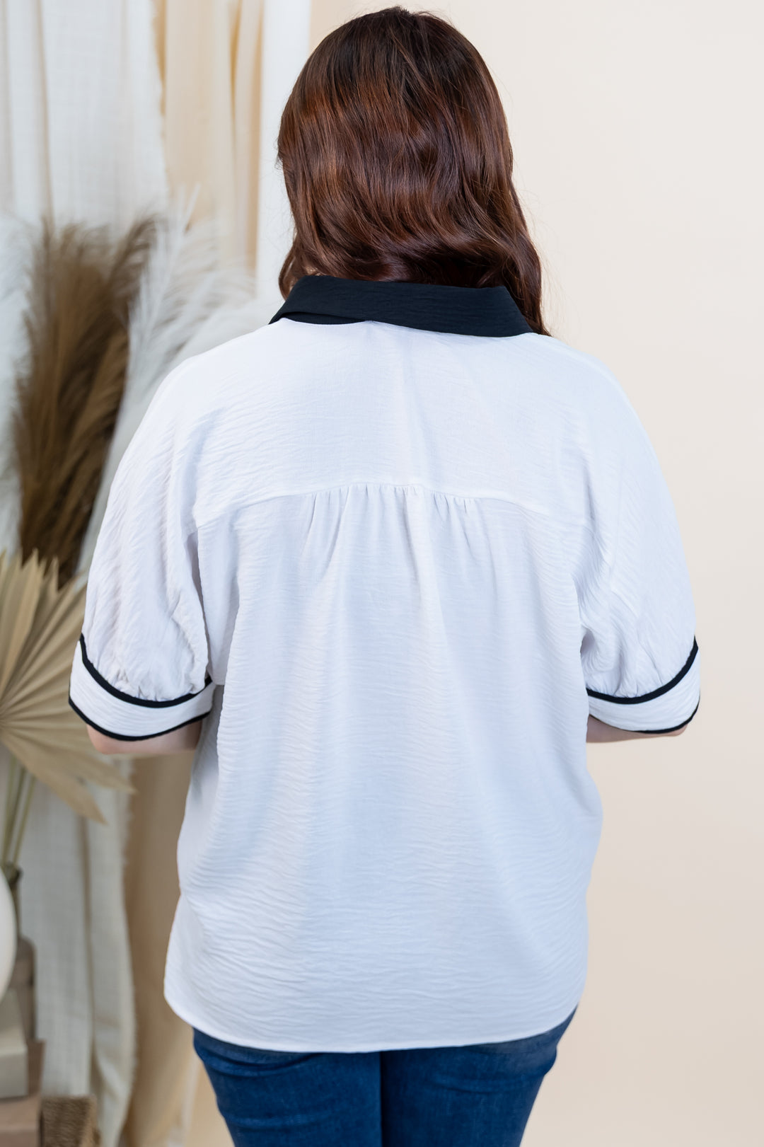 "Timeless Trim" Top (Off White)