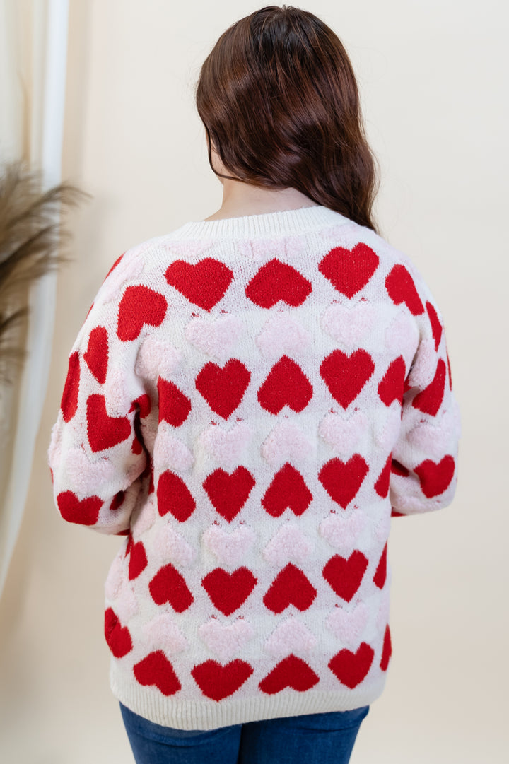 "Made With Love" Sweater (Ivory/Blush/Red)