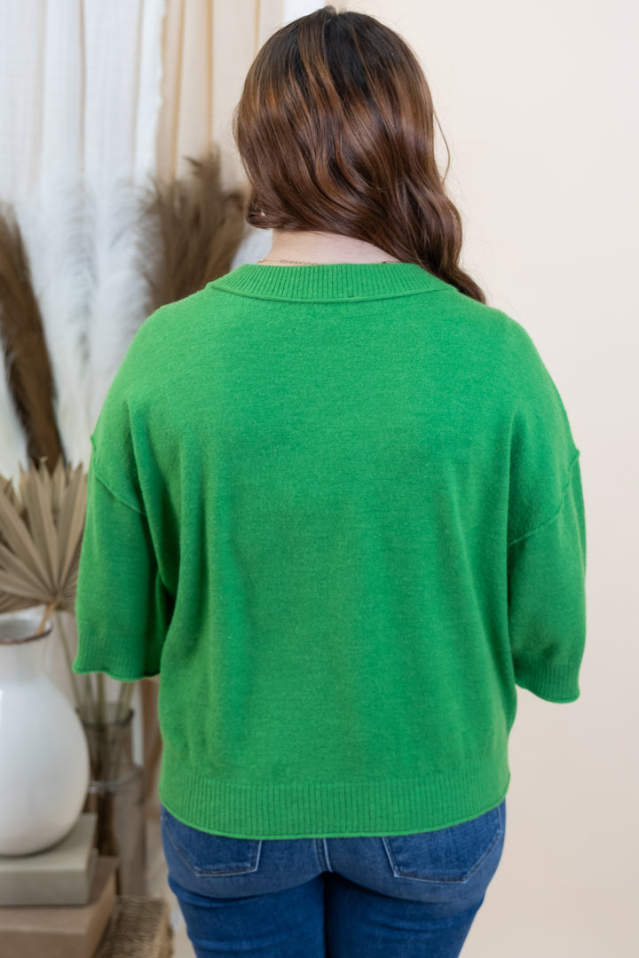 "Simple & Soft" Sweater Top (Green)