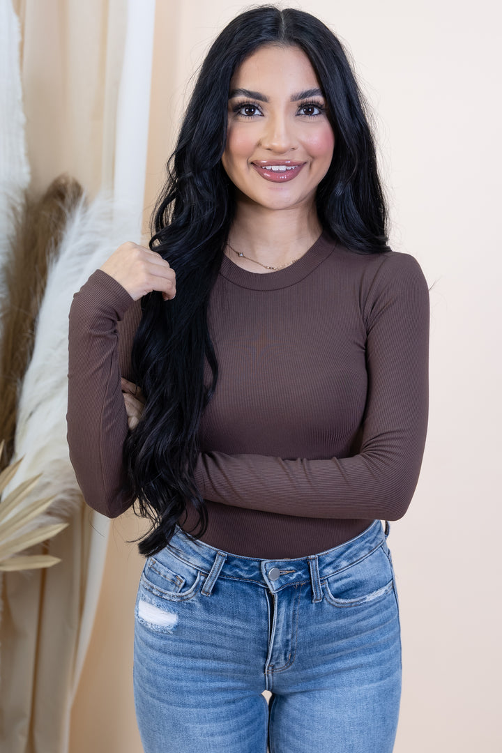 "Sleek Essential" Bodysuit (Dark Brown)