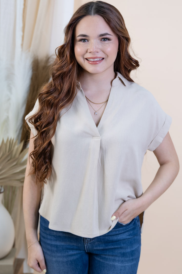 "Morning Glow" Top (Light Khaki)