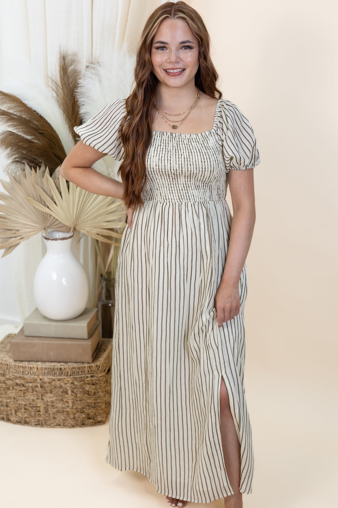 "Now & Then" Dress (Natural/Mocha)