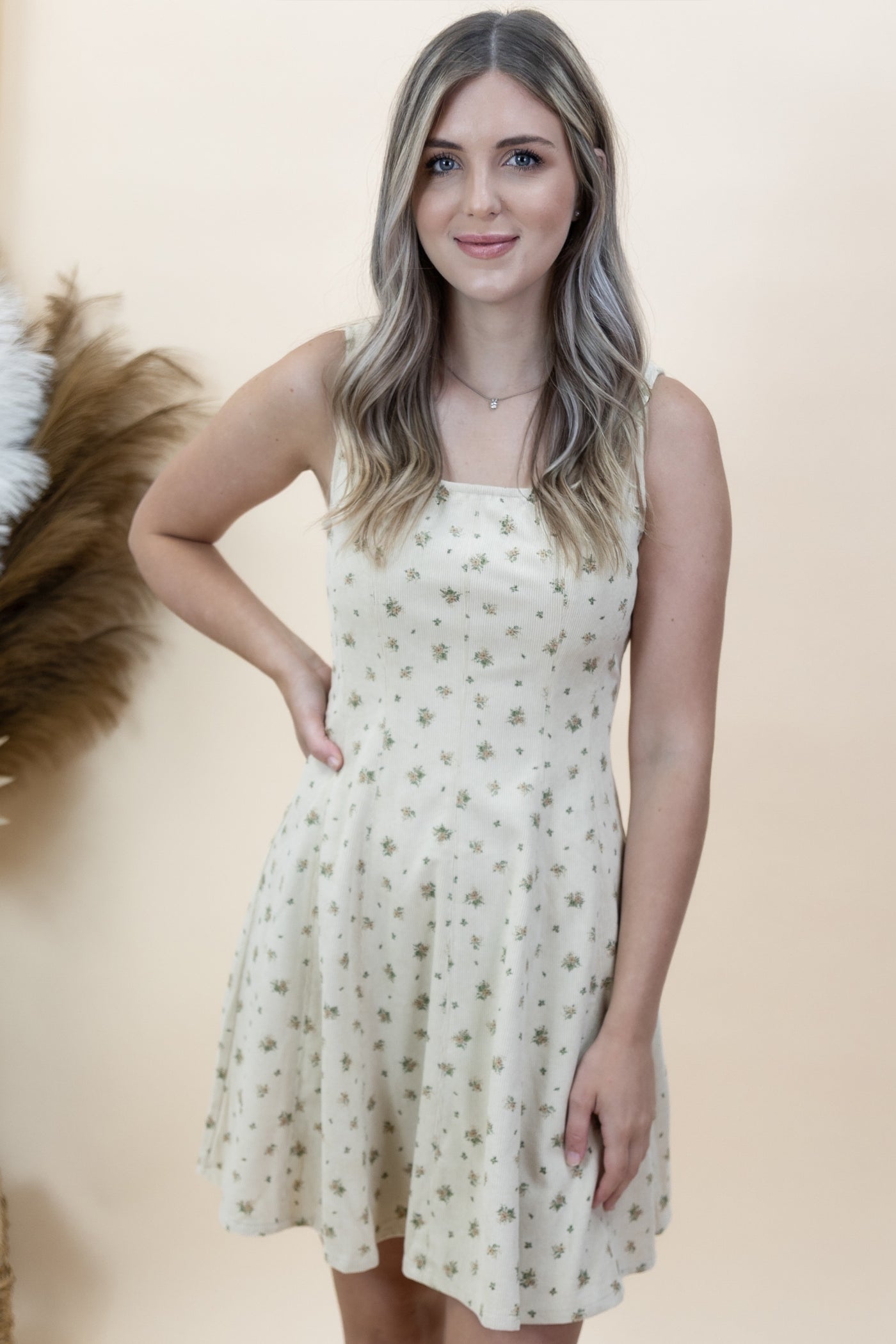 "Hazy Days" Dress (Cream/Taupe Floral)
