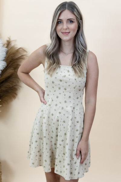 "Hazy Days" Dress (Cream/Taupe Floral)