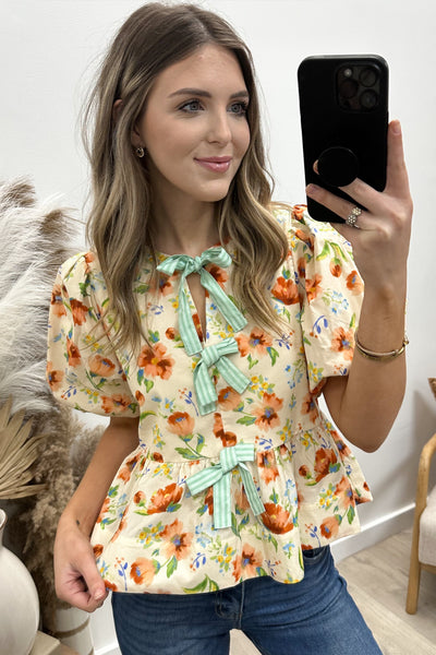 "Hints Of Happiness" Blouse (Ecru)