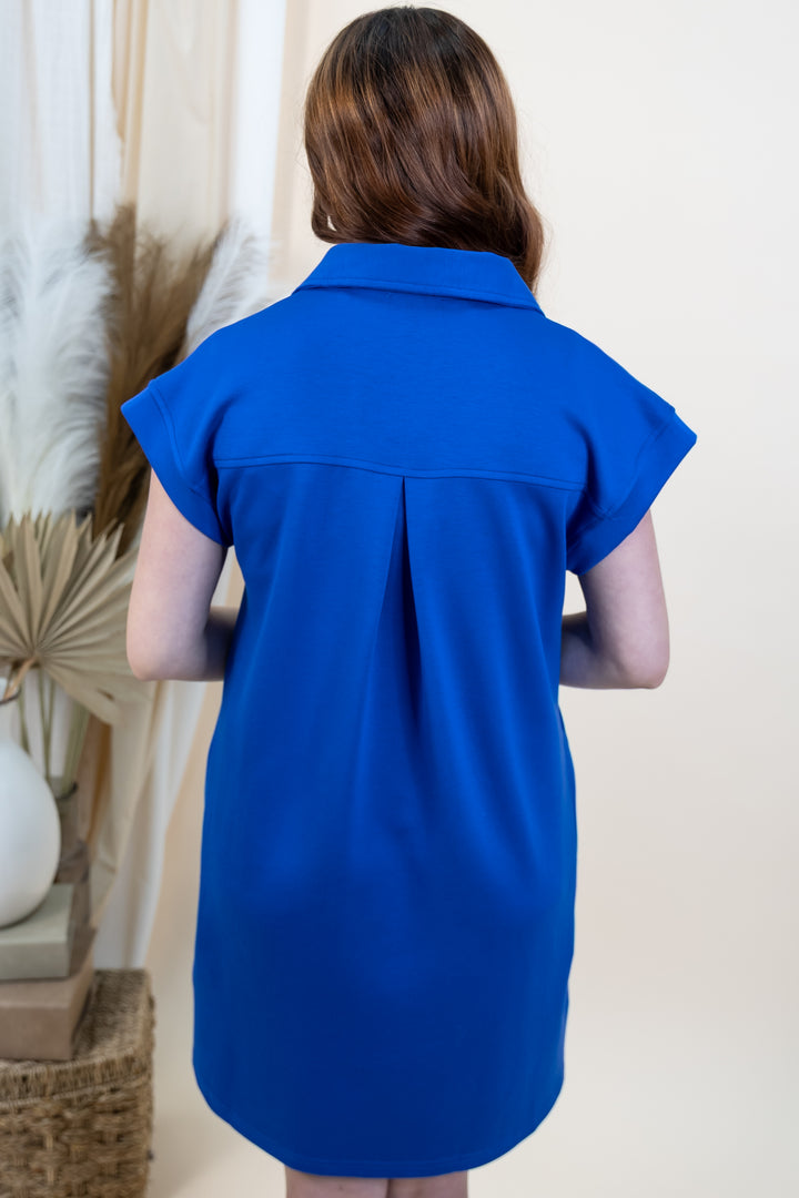 "Sleek & Simple" Dress (Royal)