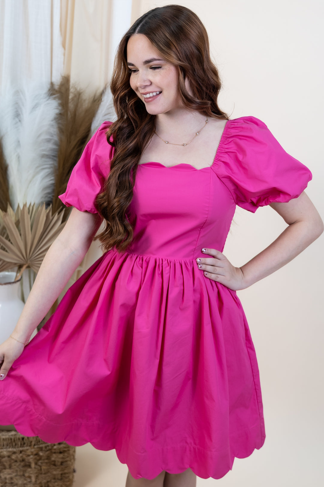 "Flirty Finish" Dress (Fuchsia)