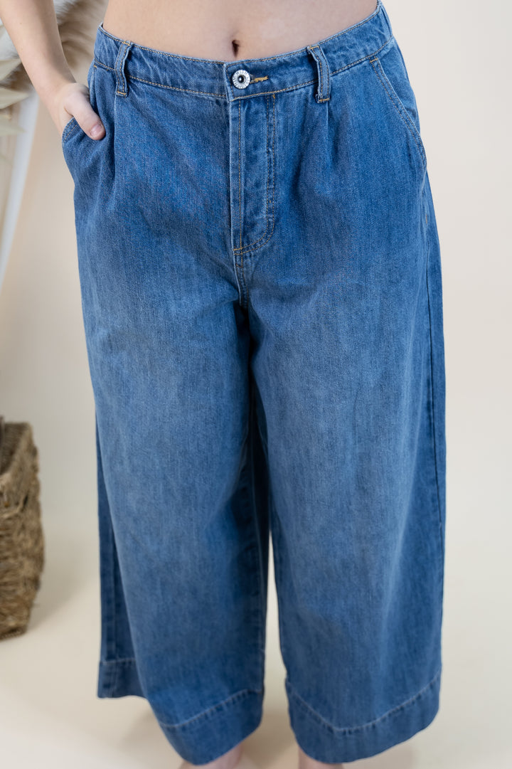 "Sunday Drives" Wide Leg Pants (Denim)