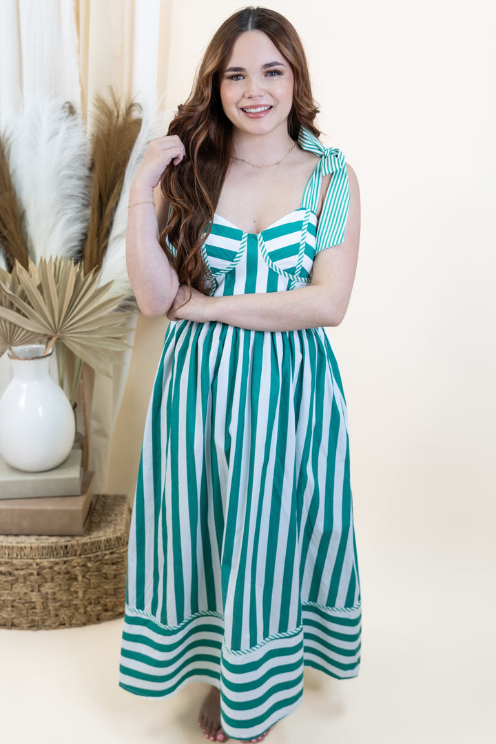 "Main Street Stripes" Dress (Green)