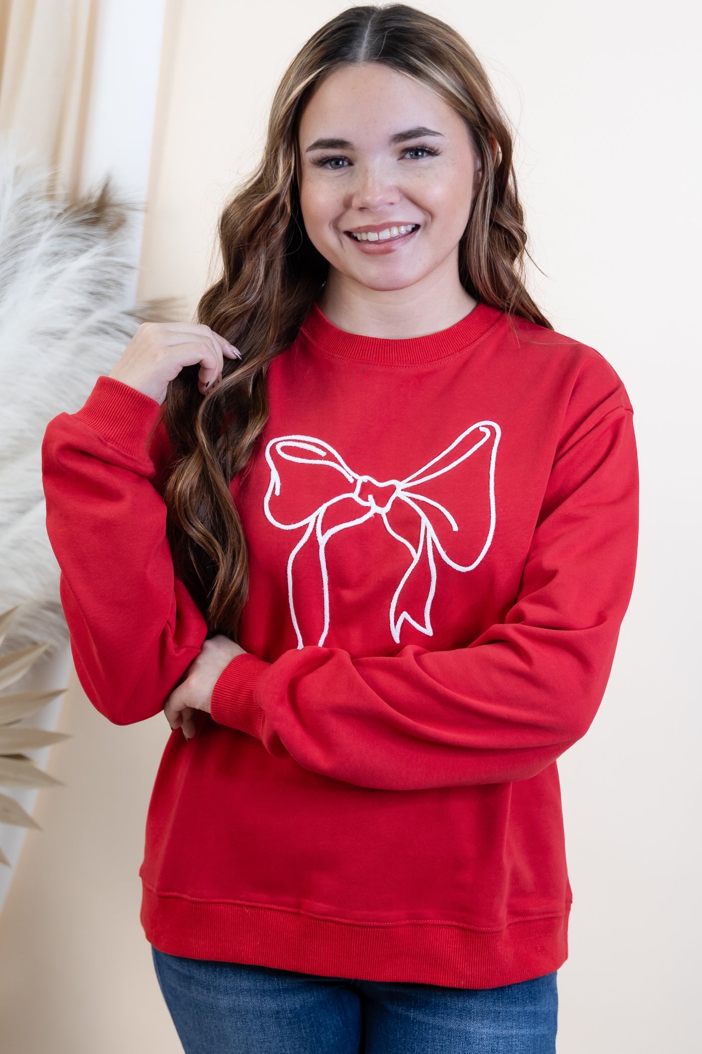 "Tied Together" Sweatshirt (Red/Cream)