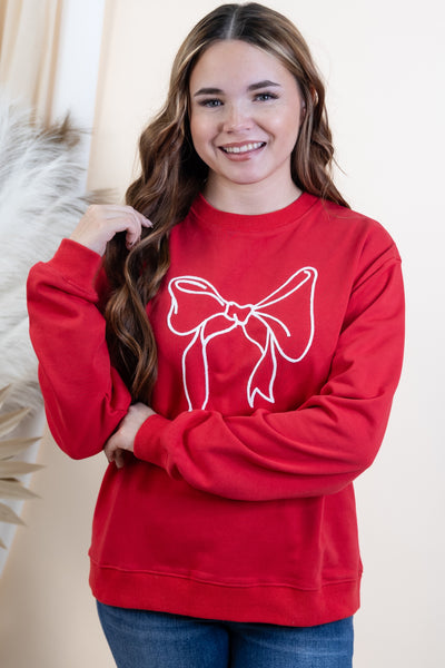 "Tied Together" Sweatshirt (Red/Cream)