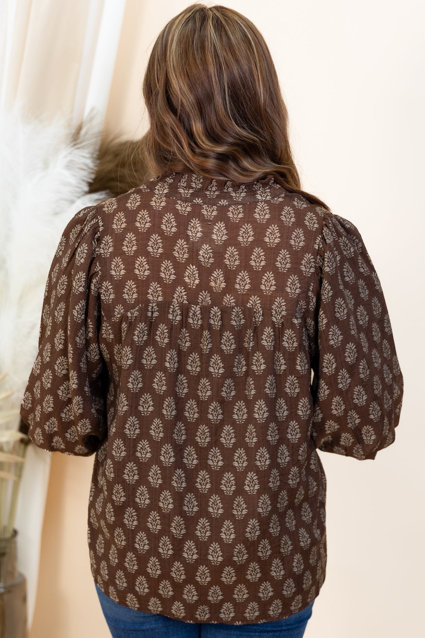 "Timeless Twist" Blouse (Brown/Taupe)
