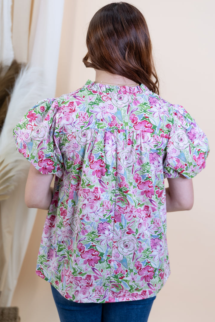 "Flower Market" Blouse (Pink Mix)