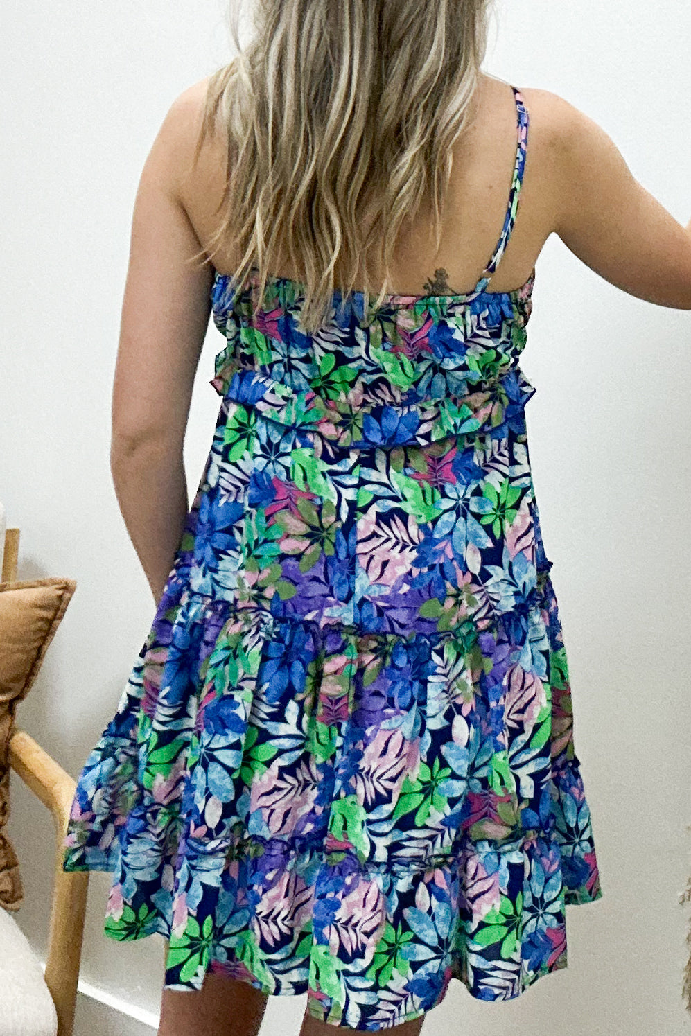"Palm Paradise" Dress (Blue/Purple)