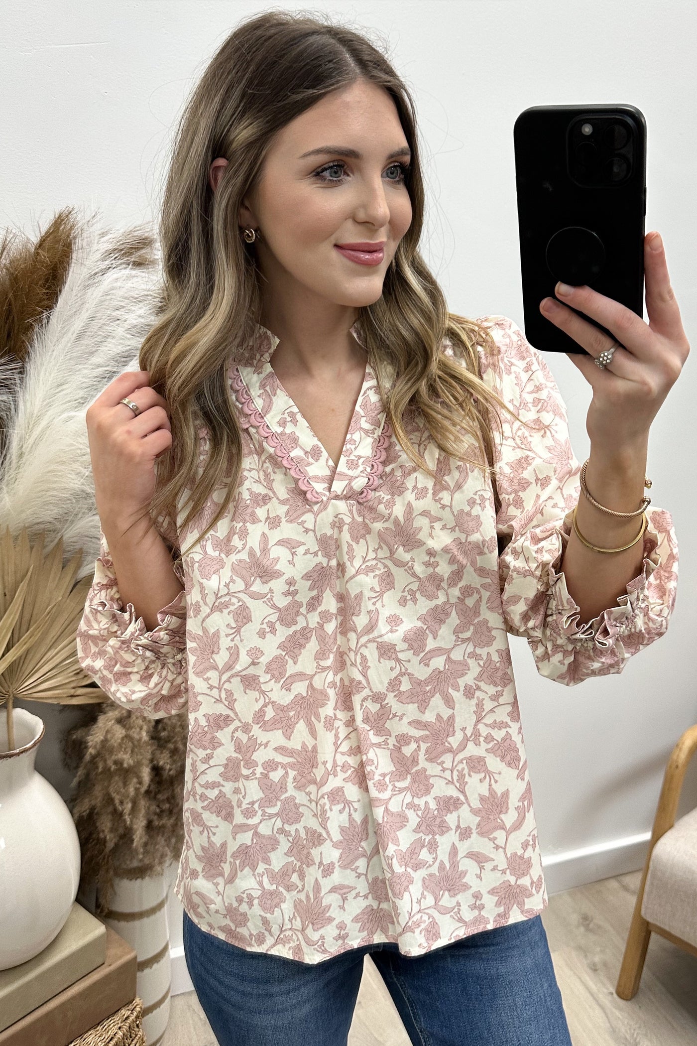 "Petal Parade" Blouse (Pink)