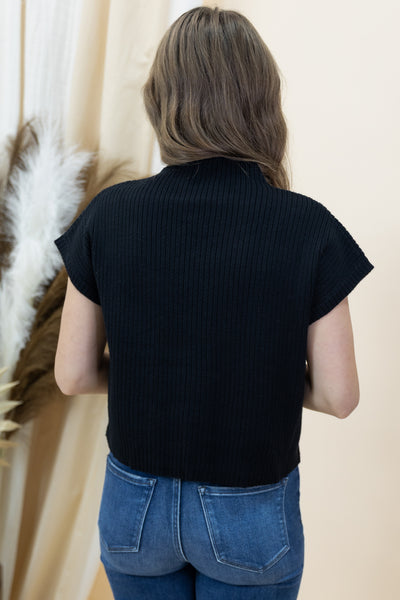 "Taking Time" Sweater Top (Black)