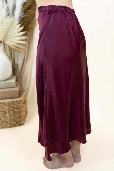 "Meant To Stay" Midi Skirt (Burgundy)